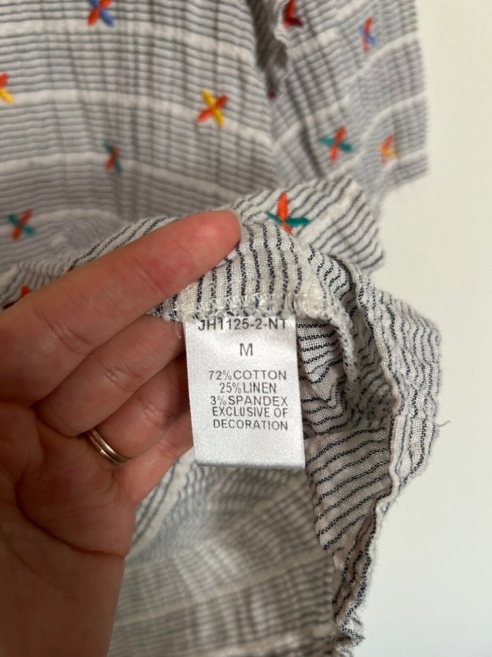 THML Striped Ruffle Blouse Windmill X Whimsy Design Flowy Cotton/Linen EUC Sz M - Picture 4 of 6